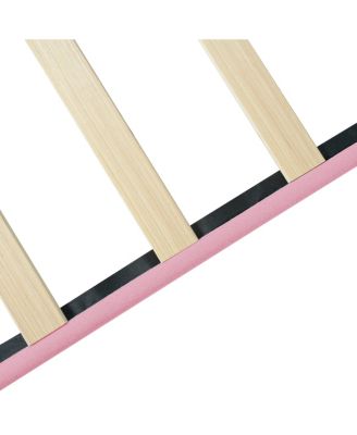 Modern Tufted Linen Platform Bed Frame with Slat Support, Pink