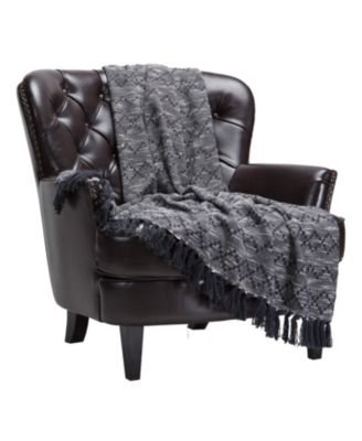 Premium Modern Diamond Woven Cotton Blanket with Tassels, Throw