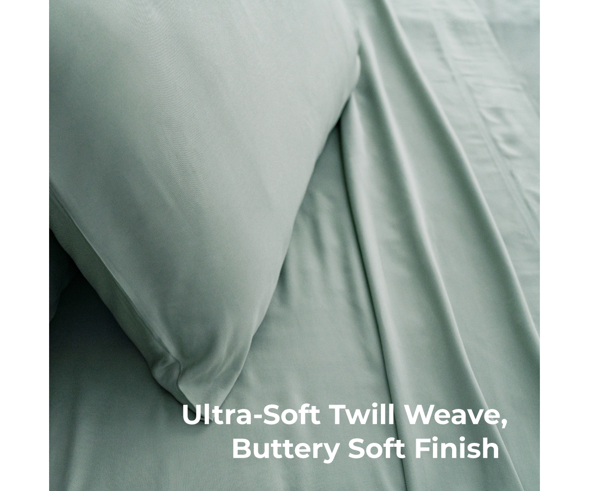 Cariloha Classic 4-Piece Twill Sheet Set | Tahitian Breeze | Twin Extra Long | Viscose Material |Extra soft, Cooling for Hot Sleepers, Corner Bands