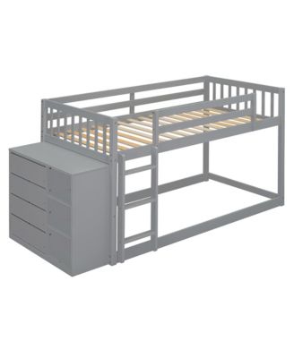 Streamdale Twin over Twin Bunk Bed with 4 Drawers and 3 Shelves-Gray