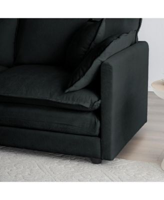 Black Chenille 2-Seat Upholstered Loveseat with Pillows
