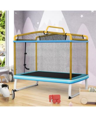 6 Feet Rectangle Trampoline with Swing Horizontal Bar and Safety Net