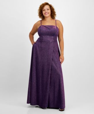 City Studios - Trendy Plus Size Glitter Sleeveless Gown
