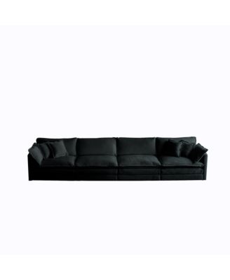 U-Shape Chenille Sofa with Reversible Chaise & Ottomans