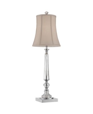 Belardo Traditional Buffet Table Lamp 32" Tall Clear Crystal Taupe Bell Shade for Bedroom Living Room Bedside Nightstand Office