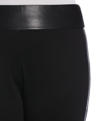 Plus Size Faux Leather Trimmed Pull-On Pant
