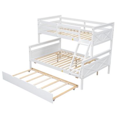 Streamdale Twin/Full Bunk Bed, Trundle, Safety Rails, Gray
