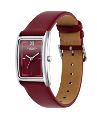 Olivia Burton Women's Cranberry Leather Strap Watch 23mm