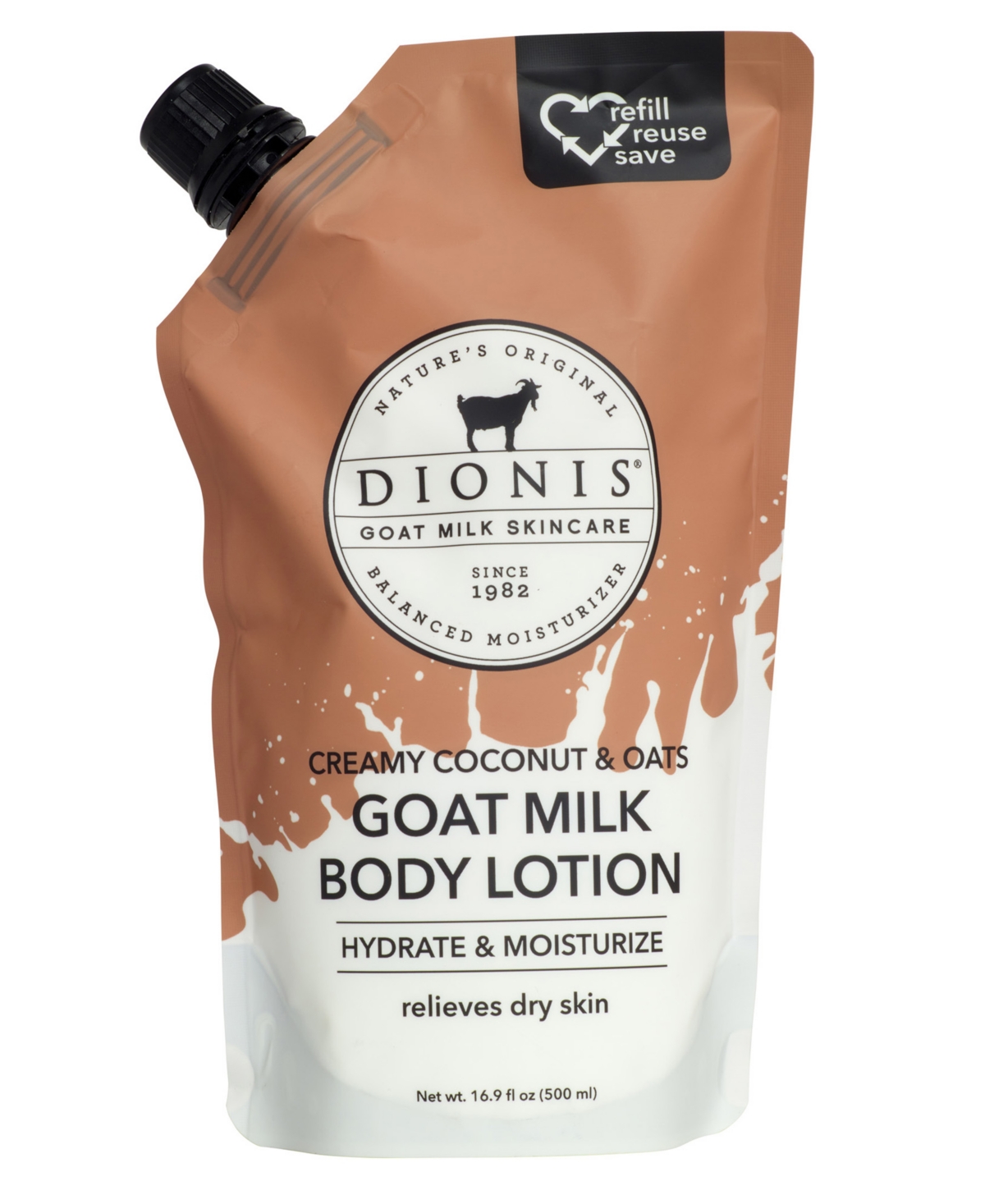 DIONIS CREAMY COCONUT OATS GOAT MILK BODY LOTION REFILL POUCH 16.9 FL OZ 