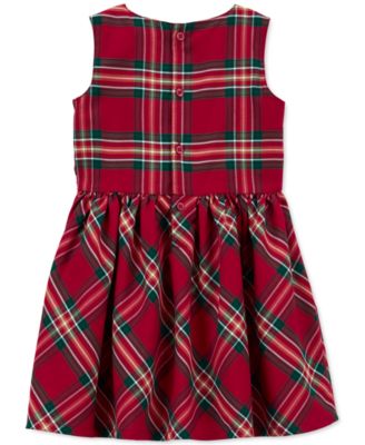 Toddler Girls Plaid Sateen Holiday Dress