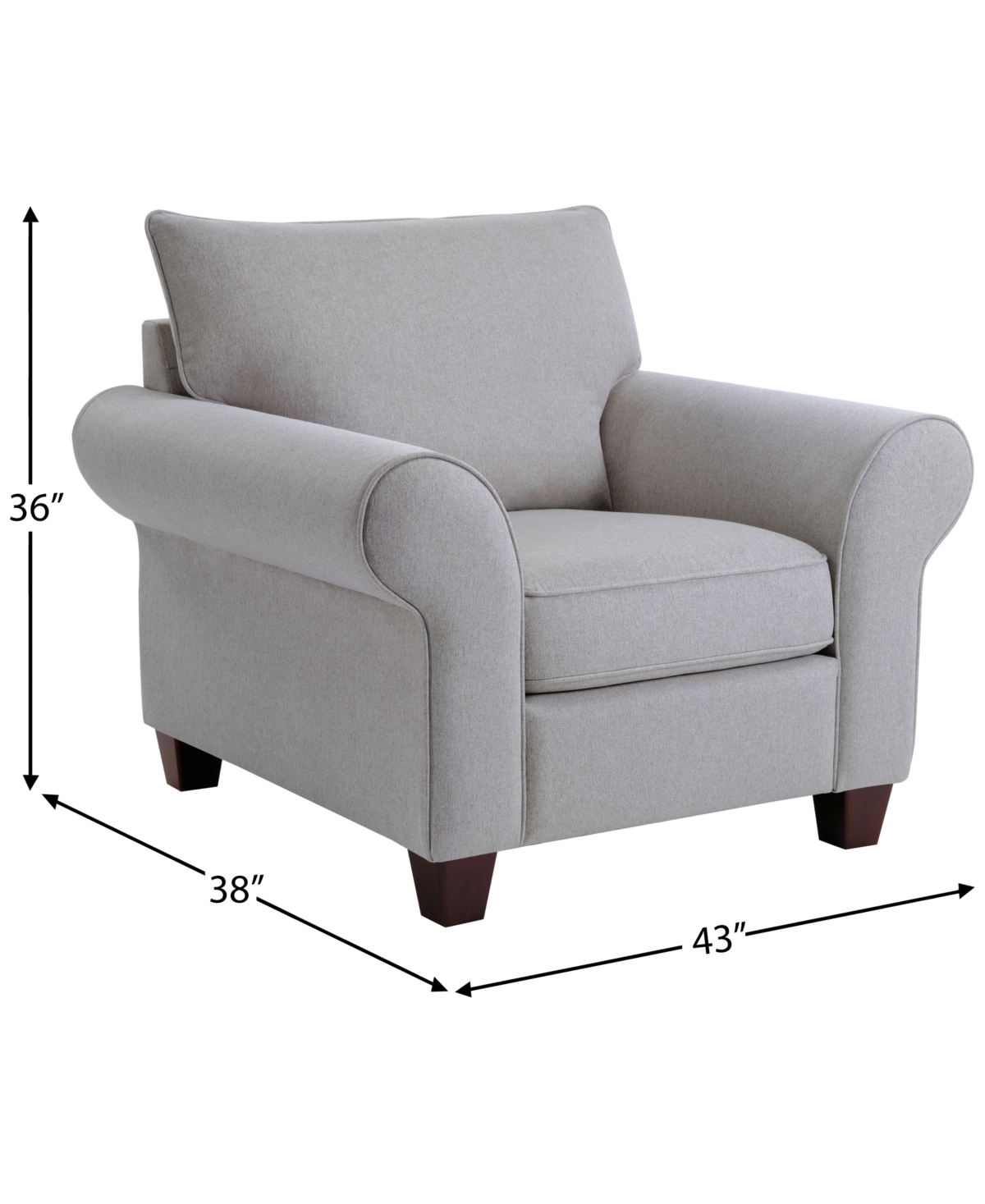 Macy's Saeville 43" Fabric Chair, Created For  In Smoke