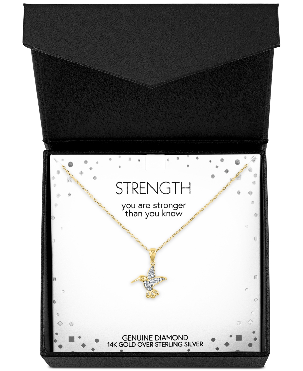 Diamond Accent Hummingbird Pendant Necklace in 14k Gold-Plated Sterling Silver, 16