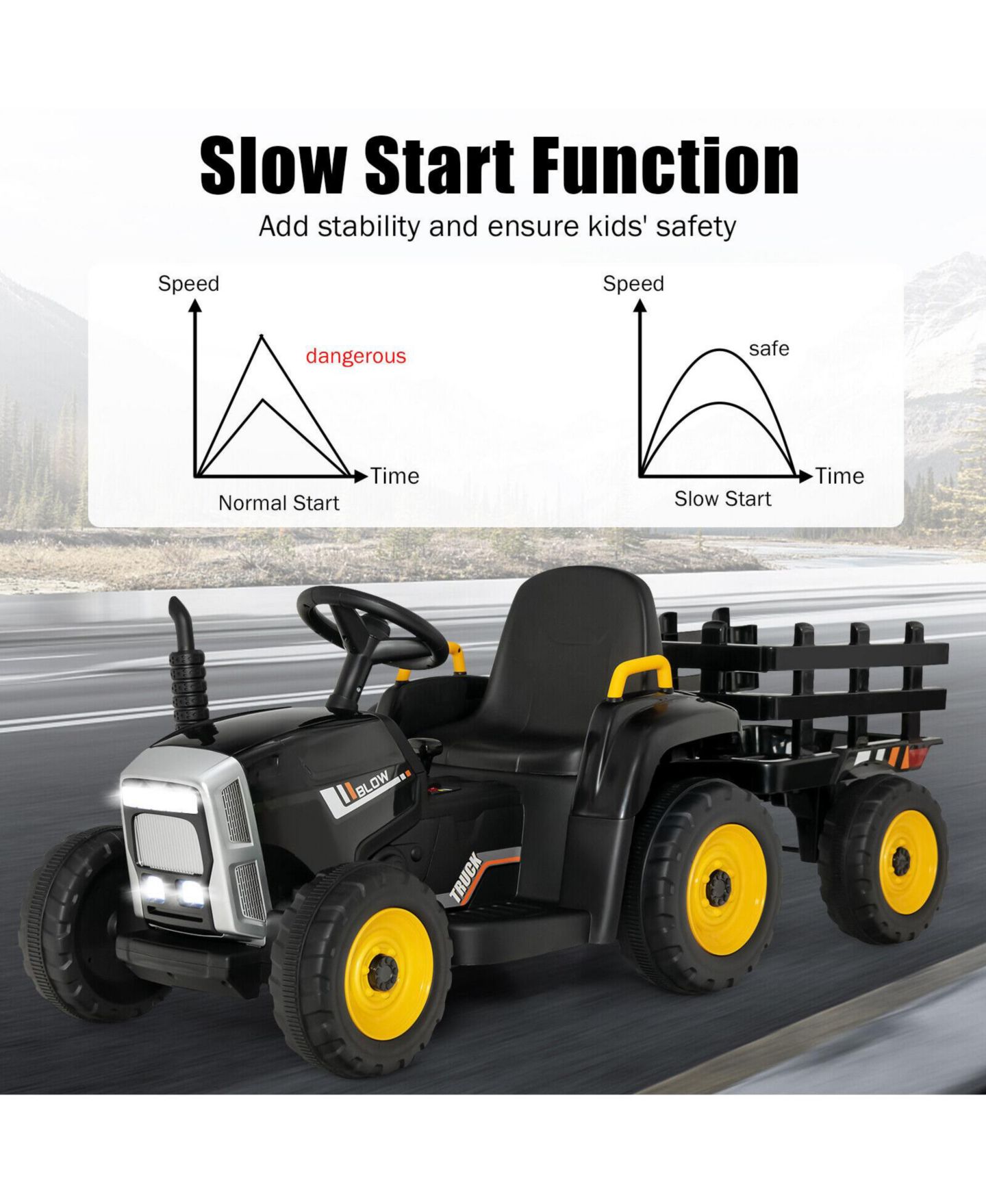 Детская игрушка SUGIFT 12V Ride on Tractor with 3-Gear-Shift, Remote-Control, Ages 3-7 Years, цвет: Чёрный — фото 5