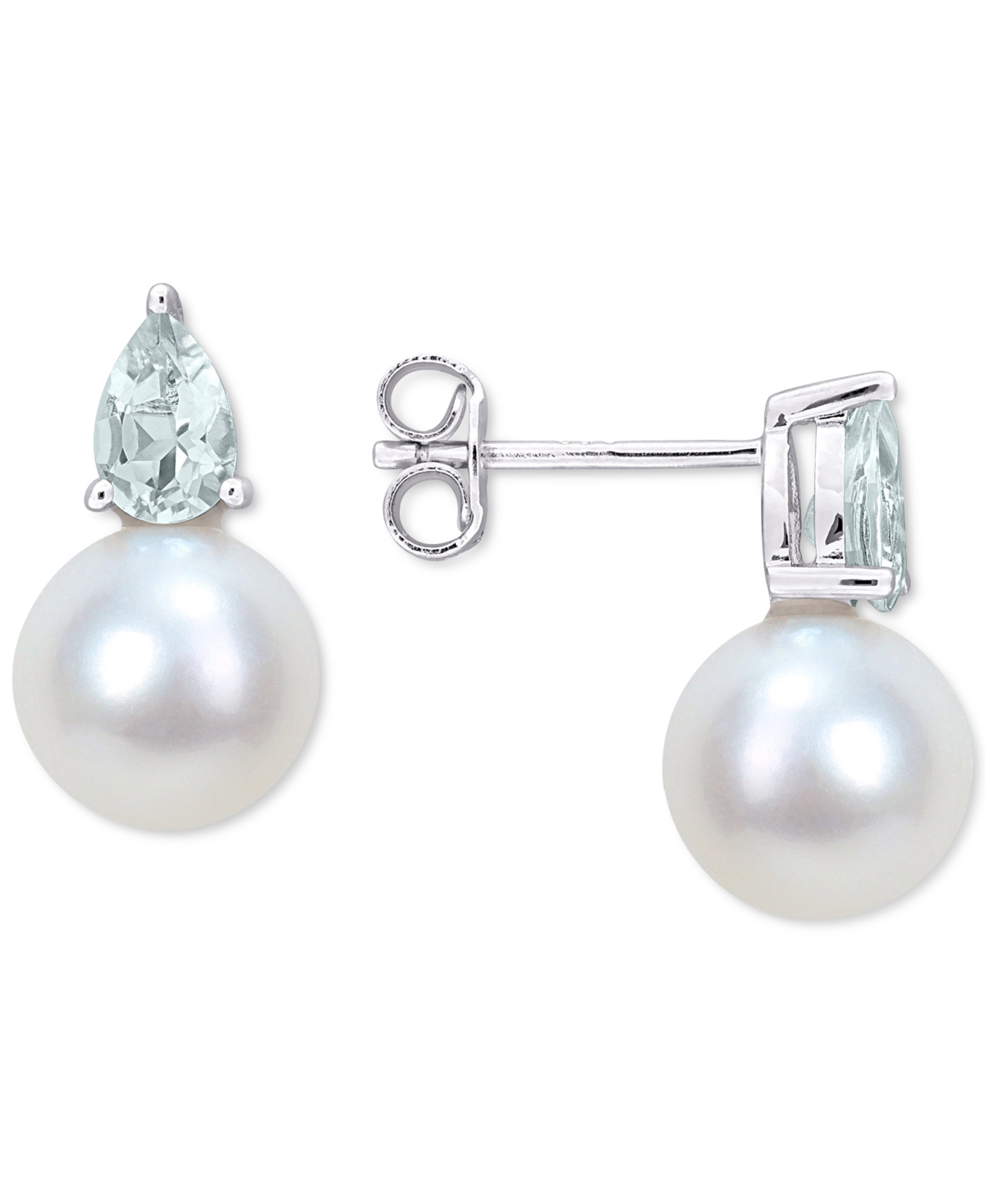 Cultured Freshwater Pearl (8-1/2mm) and Birthstone Stud Earrings in 18k Gold-Plated Sterling Silver, 18k Rose Gold-Plated Sterling Silver or Sterling