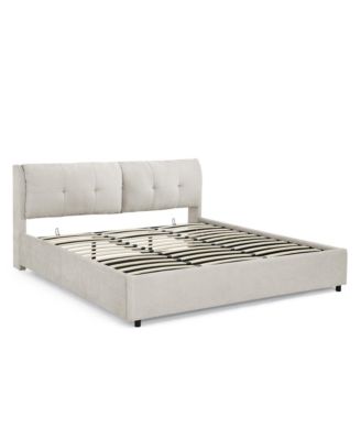 Streamdale King Size Upholstered Platform Bed with Headboard and Hydraulic Lift