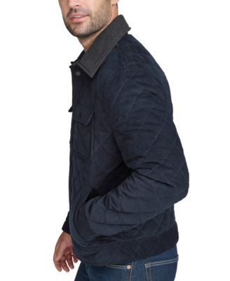 Men's Collared Quilted Button-Front Jacket 