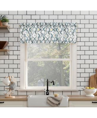 Barker Geometric Semi-Sheer Rod Pocket Kitchen Curtain Valance and Tiers Set