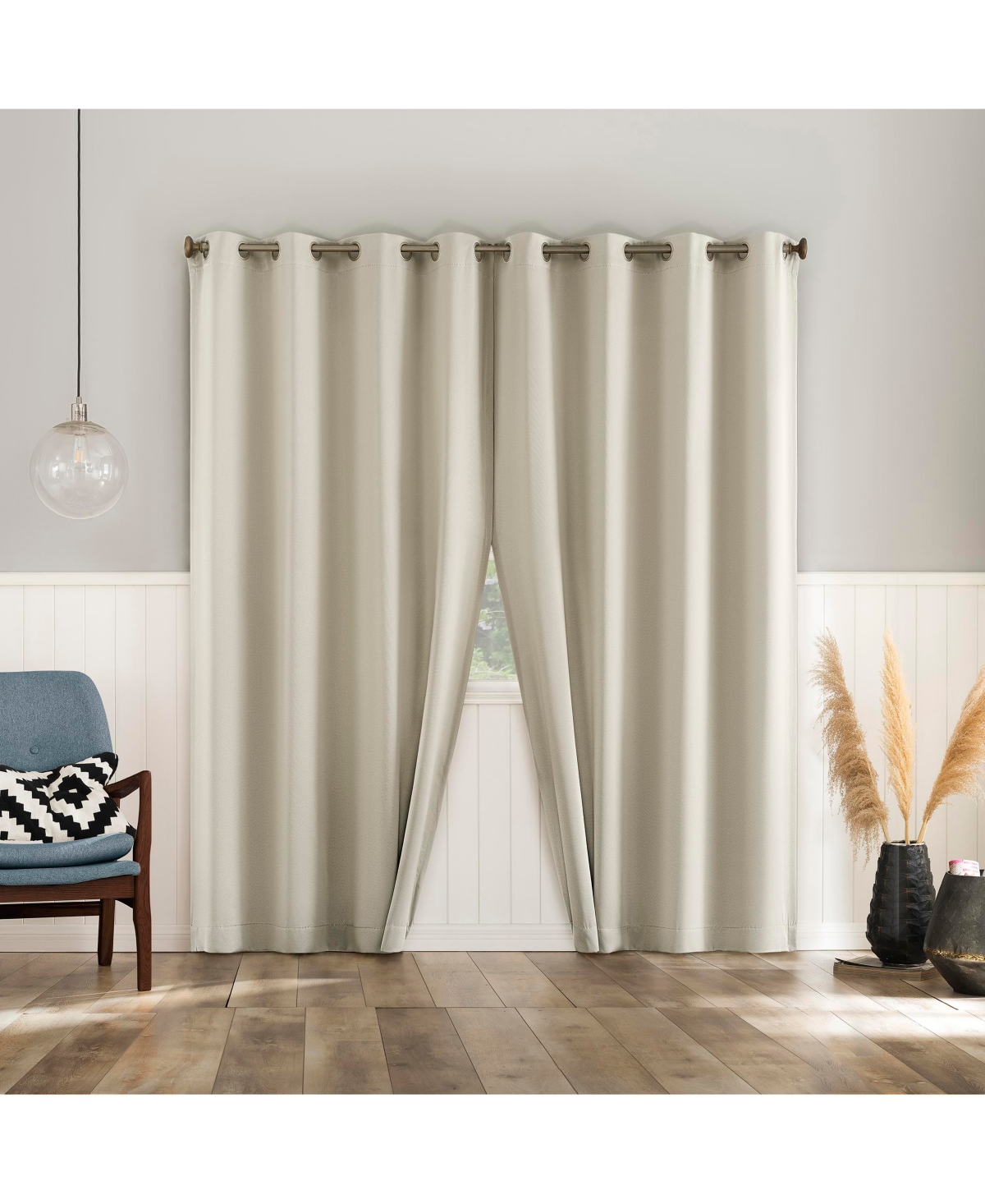 Brandon Magnetic Closure Room Darkening Grommet Curtain Panel Pair