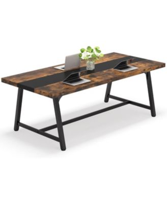 Dining Table for 8 People, 70.87-inch Rectangular Wood Kitchen Table with Strong Metal Frame, Industrial Large Long Dining Room Table