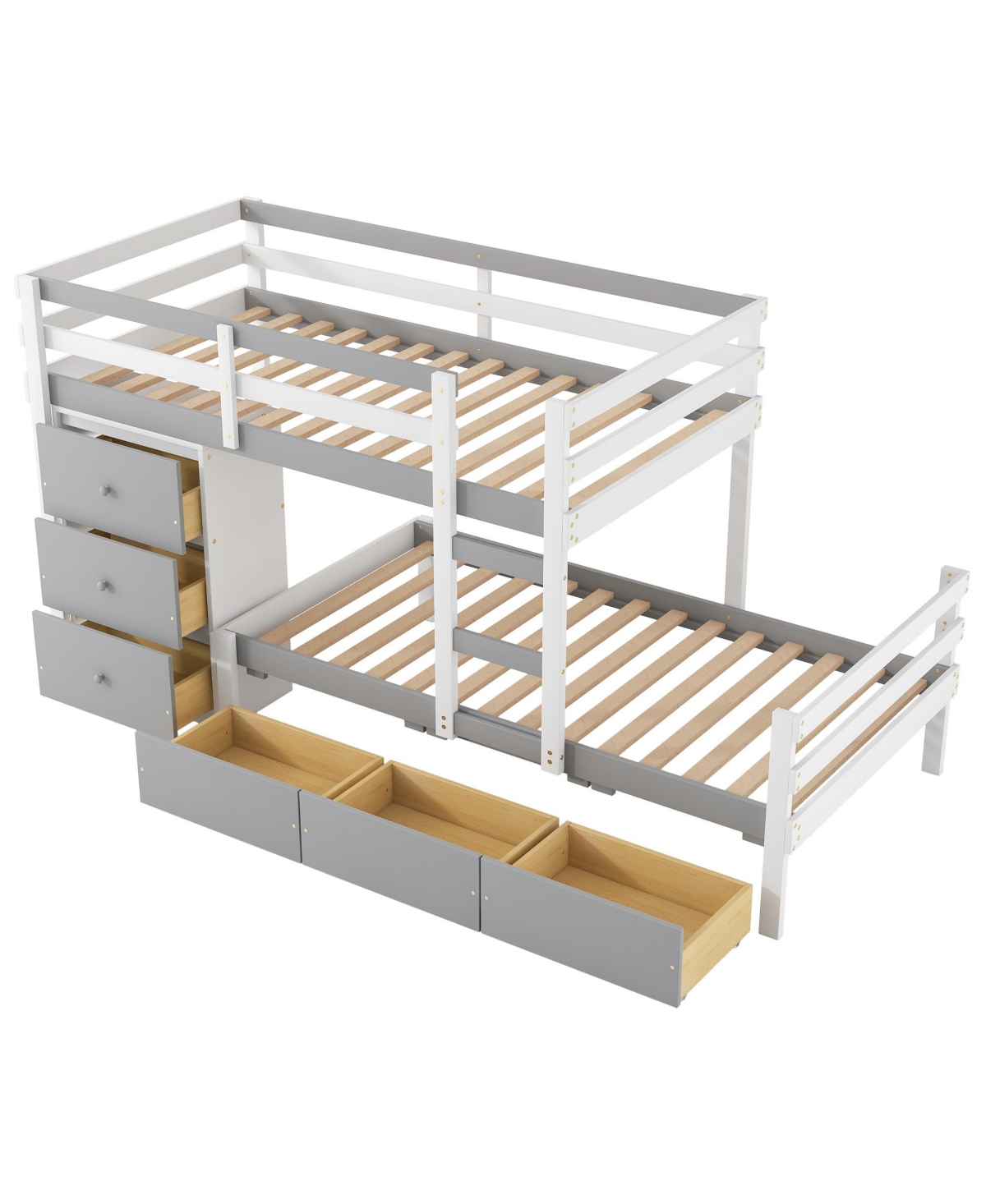 Simplie Fun Twin Over Loft Bunk Bed With Drawers And Ladder