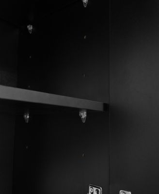 Simplie Fun Black Cream Style Minimalist Shoe Cabinet with Wave Doors