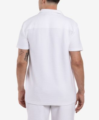 Men's Camp Collar Short Sleeve Textured Button-Up Shirt