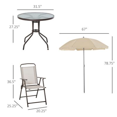 4-Piece Patio Dining Set with Umbrella for 4