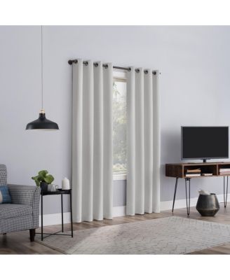 Cayden Grid Texture Draft Shield Fleece Insulated 100% Blackout Grommet Curtain Panel