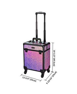 Rolling Makeup Train Case Cosmetic Trolley Organizer Mermaid Pink