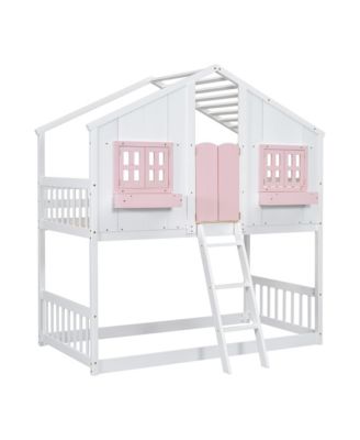 Streamdale Twin Loft House Bunk Bed with Roof and Accessories