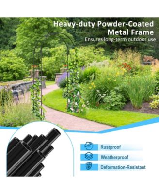 7.5 Feet Metal Garden Arch for Climbing Plants and Outdoor Garden Decor-Black