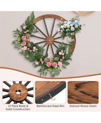 Set of 4 Decorative Wooden Wagon Wheels 30 Inch Vintage Wagon Wheel Wall Decor