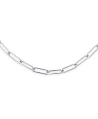 Rounded Link Paperclip Chain Necklace in Sterling Silver