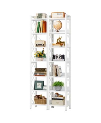 78.7" Extra Tall Narrow Bookshelf, 7-Tier Skinny Bookcase for Small Spaces, Freestanding Corner Storage Organizer for Home Office