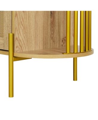 Streamdale Elegant Curved Dining Cabinet with Woven Rattan Doors (Black)