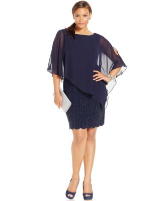 Xscape Plus Size Embellished Handkerchief-Hem Dress - Dresses ...