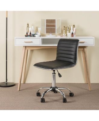 PU Leather Low Back Swivel Armless Office Chair