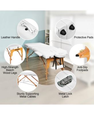 3 Fold Portable Adjustable Massage Table with Carry Case