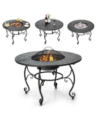 35.5 Feet Patio Fire Pit Dining Table With Cooking BBQ Grate