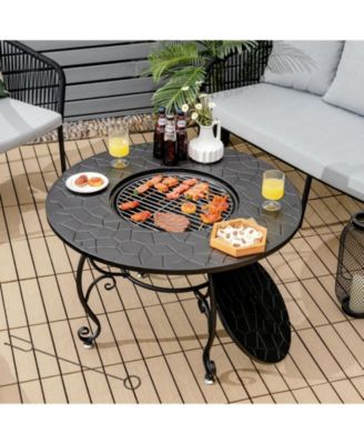 35.5 Feet Patio Fire Pit Dining Table With Cooking BBQ Grate