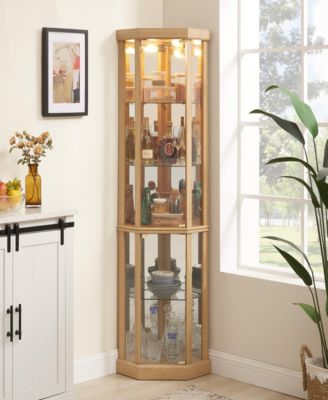 Corner Glass Curio Cabinet with Light