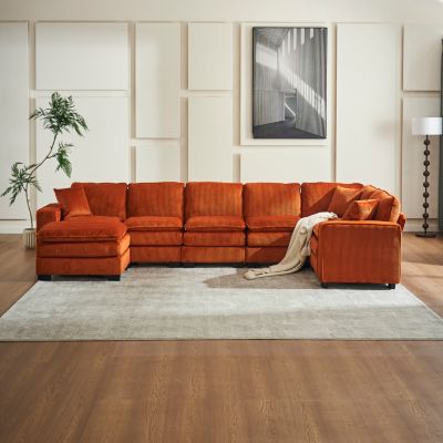 Streamdale Modern U-Shape Sectional Sofa (6-Seat) with Ottoman