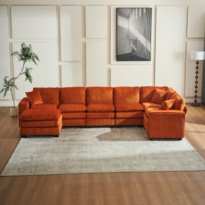 Streamdale Modern U-Shape Sectional Sofa (6-Seat) with Ottoman