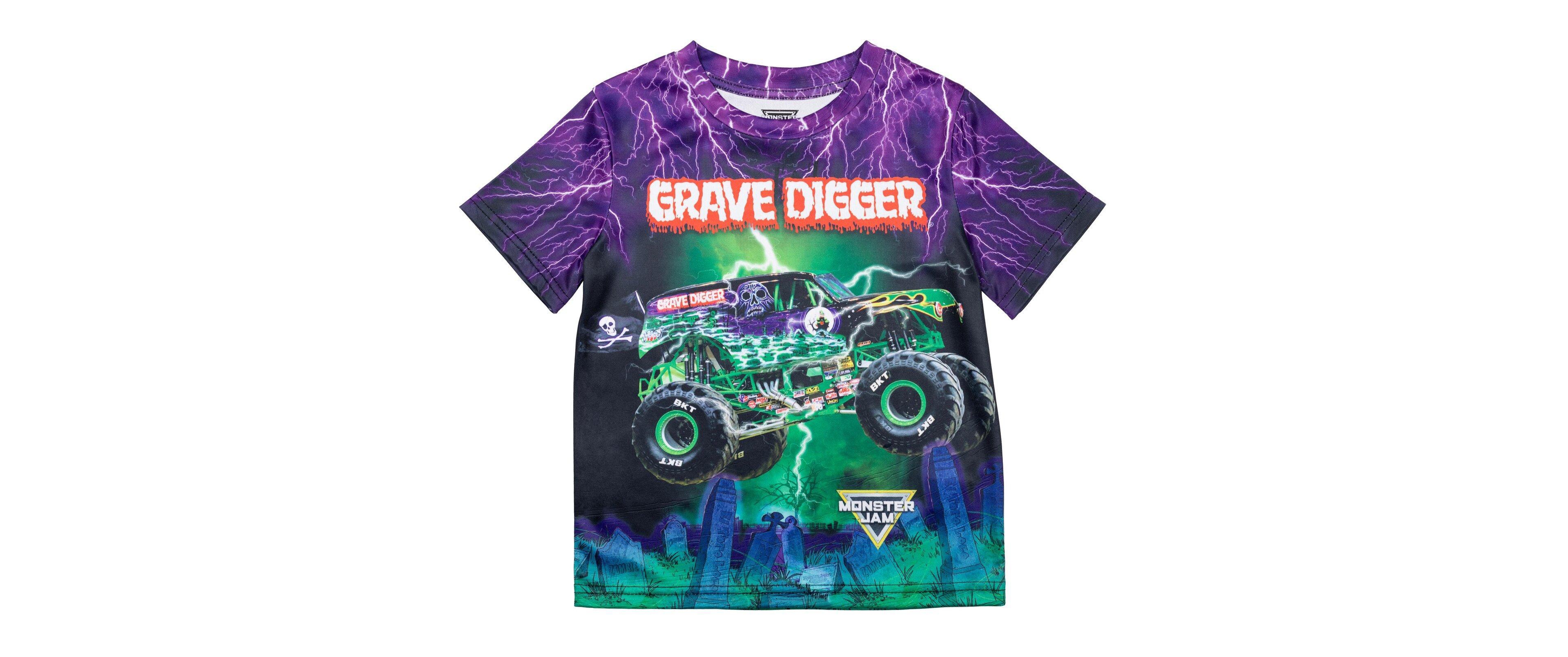 Monster Jam Toddler Boys T-Shirt to Grave Digger El Toro Loco Megalodon