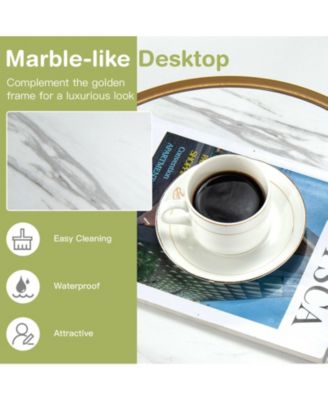 Round Nesting Table Set of 2 with Marble-like Tabletop