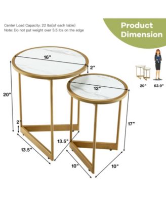 Round Nesting Table Set of 2 with Marble-like Tabletop