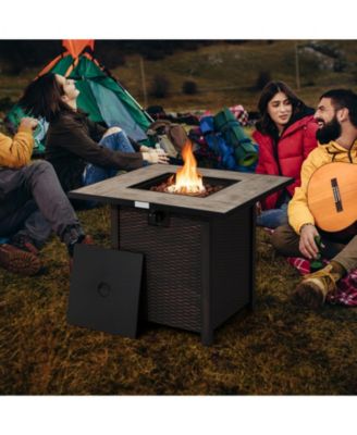 30 Inch Square Propane Gas Fire Pit Table Ceramic Tabletop