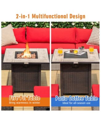 30 Inch Square Propane Gas Fire Pit Table Ceramic Tabletop