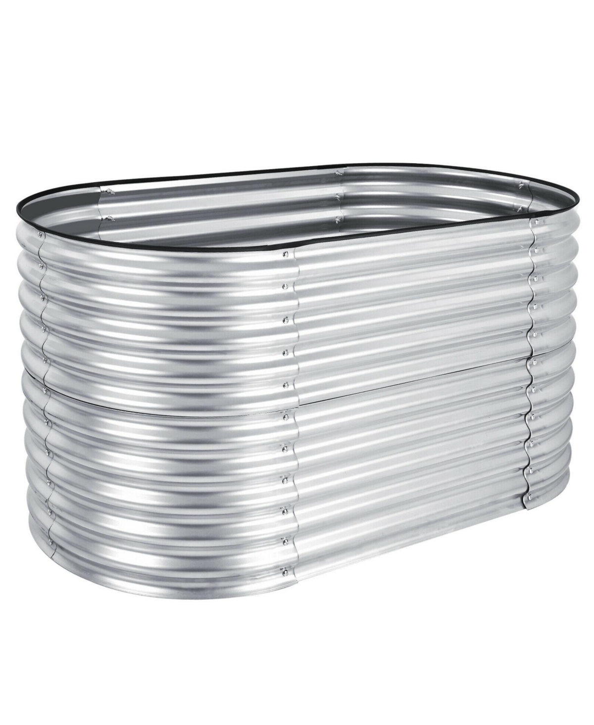 Raised Garden Bed with Open Base for Growing Vegetables - Silver