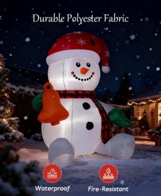 4FT Inflatable Lighted Snowman with Hat and Bell, Christmas Yard Decoration with Built-in LED Lights, Blower, and Stakes
